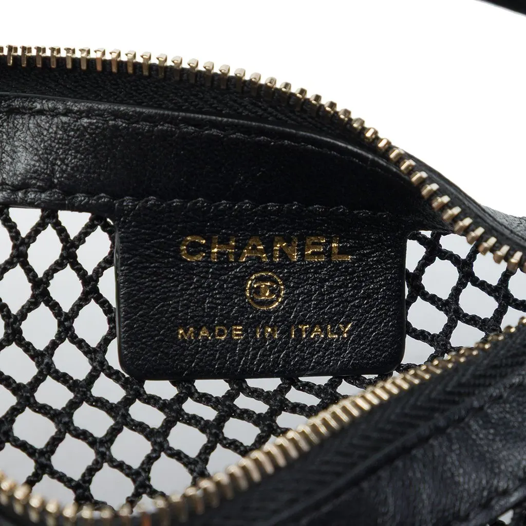 Chanel Mini CC Mesh and Quilted Lambskin Hobo Pouch Black Good - Box View