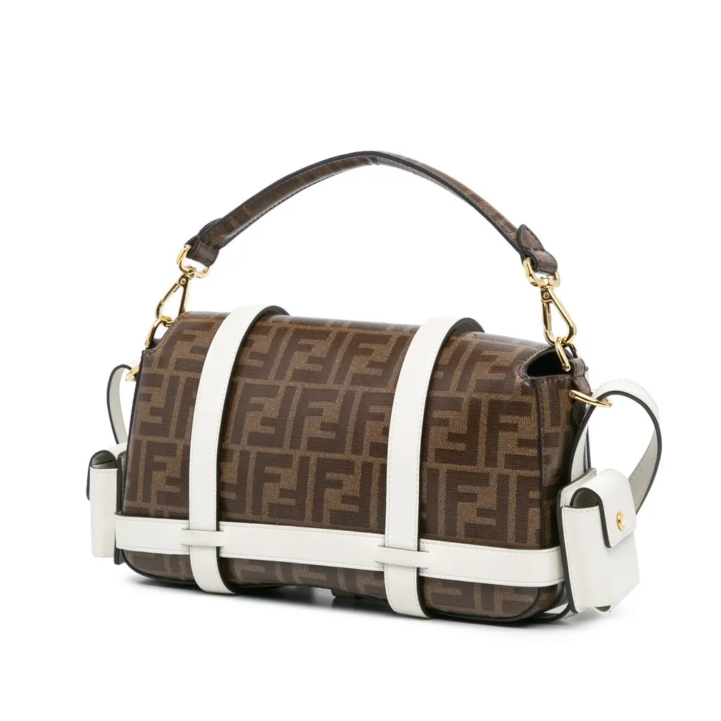 Fendi Zucca Glazed Fabric Cage Baguette Satchel Brown Very good - Back View