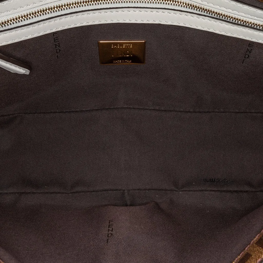 Fendi Zucca Glazed Fabric Cage Baguette Satchel Brown Very good - Model View