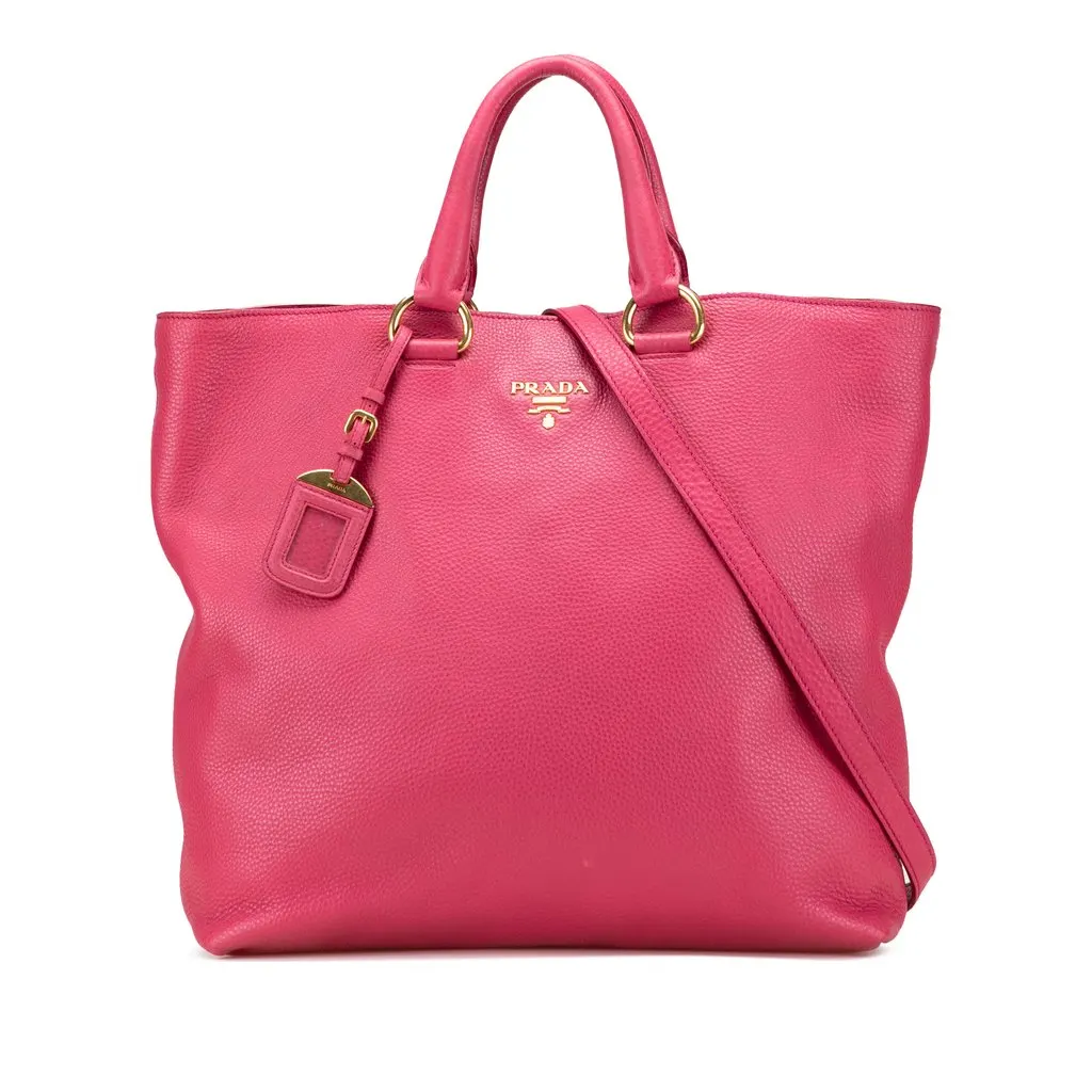 Prada Vitello Daino Open Convertible Tote Pink Leather Very good - Front View