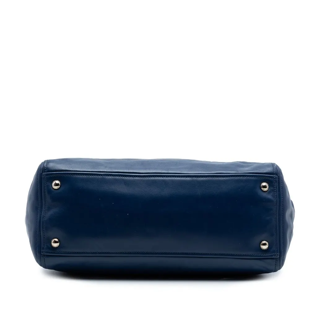 Prada Soft Calf Double Zip Convertible Tote Blue Leather Very good - Inside View