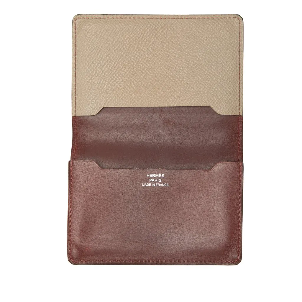 Hermès Bicolor Epsom and Chamonix Manhattan Card Case Red Leather Very good - Model View
