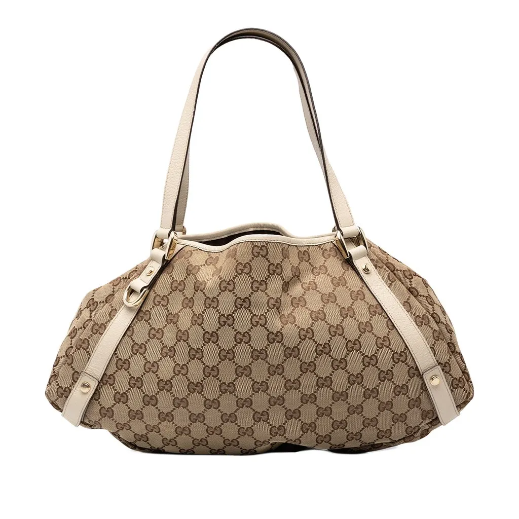 Gucci GG Canvas Abbey D Ring Tote Beige Canvas Good - Front View