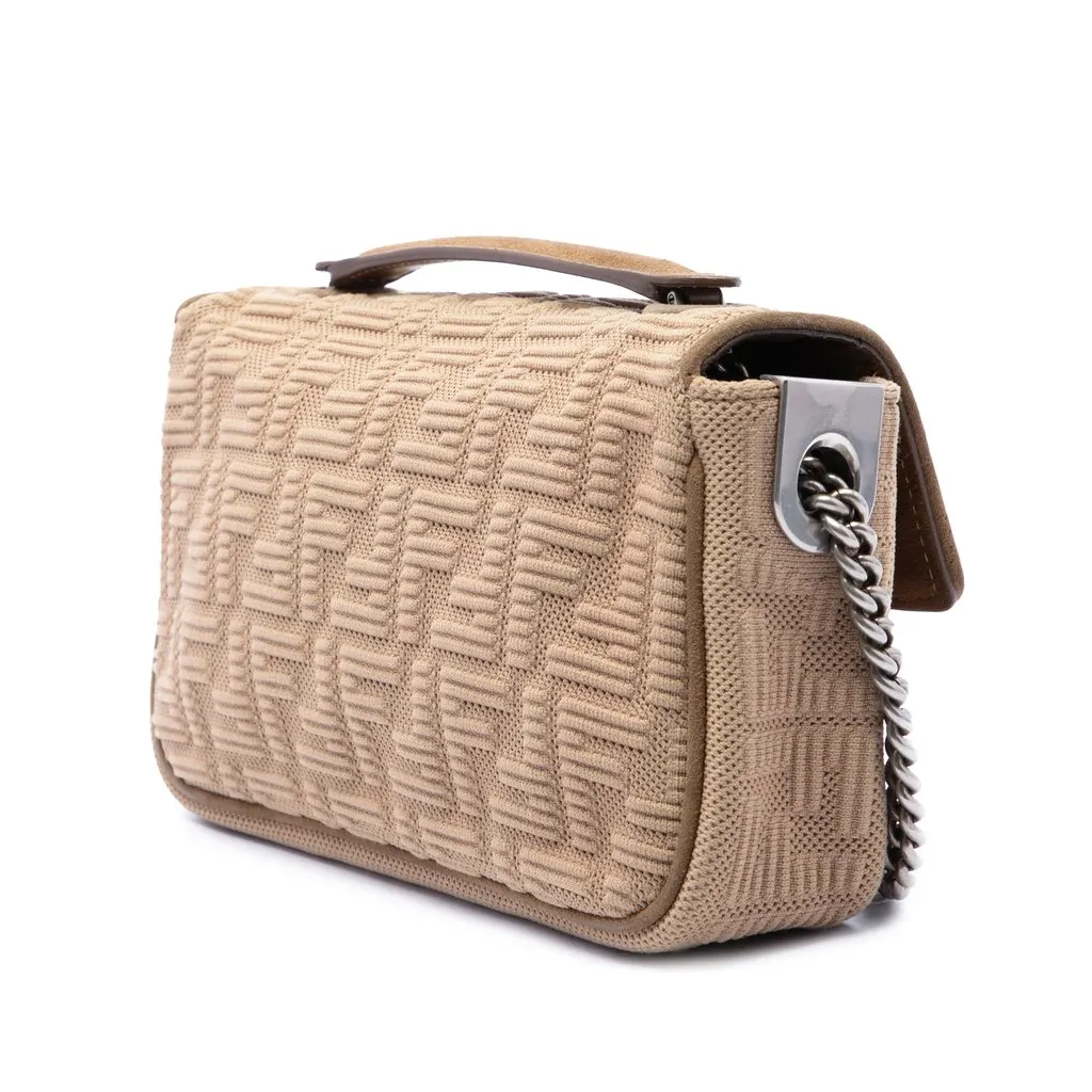Fendi Zucca Embossed Technical Fabric Chain Midi Baguette Beige Polyamide Very good - Back View
