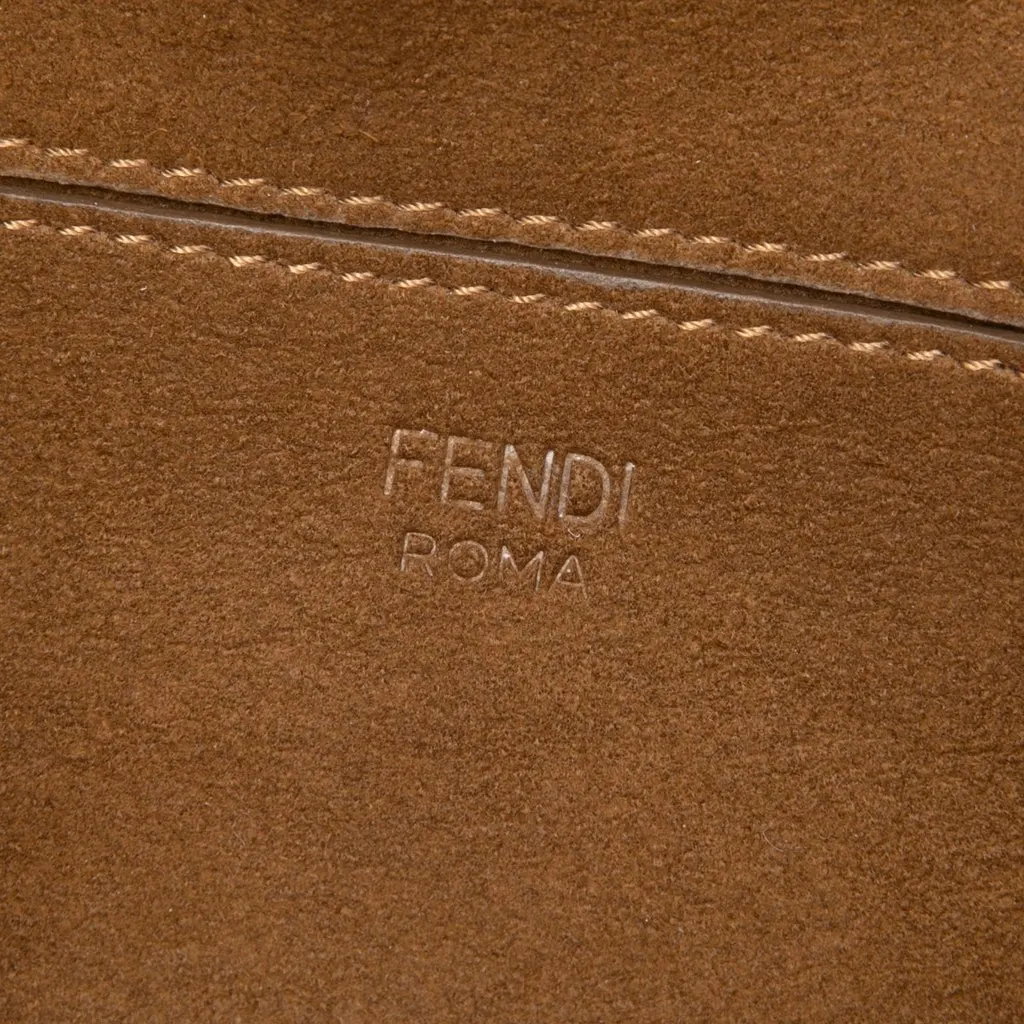 Fendi Zucca Embossed Technical Fabric Chain Midi Baguette Beige Polyamide Very good - Box View