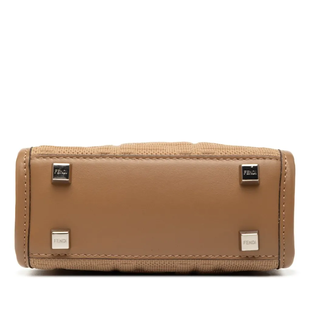 Fendi Mini Zucca Embossed Technical Fabric  Sunshine Shopper Tote Brown Very good - Inside View