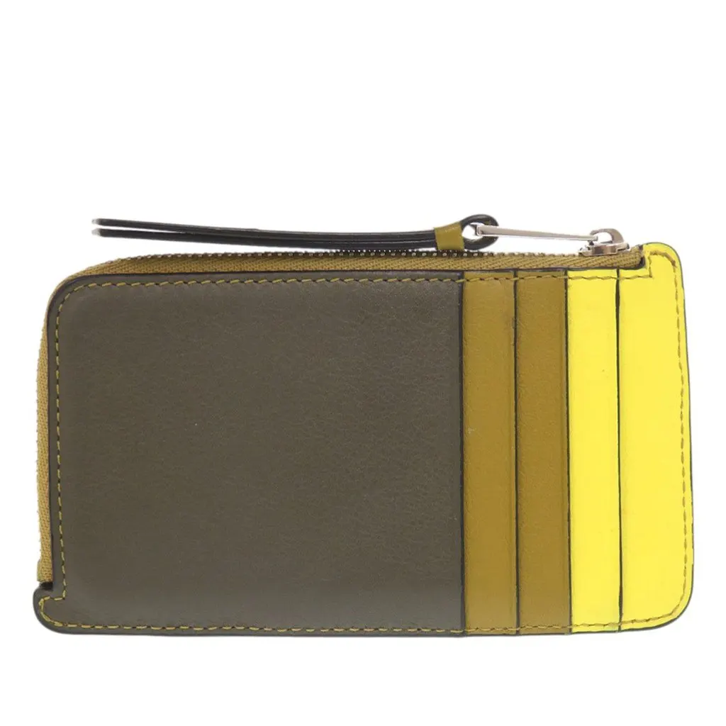 Loewe Tricolor Calfskin Puzzle Coin Card Holder Green Leather Very good - Back View