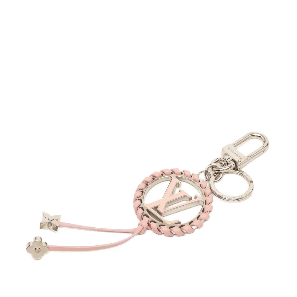 Louis Vuitton Brass Lambskin and Enamel Very Bag Charm and Key Holder Silver Metal Very good - Front View