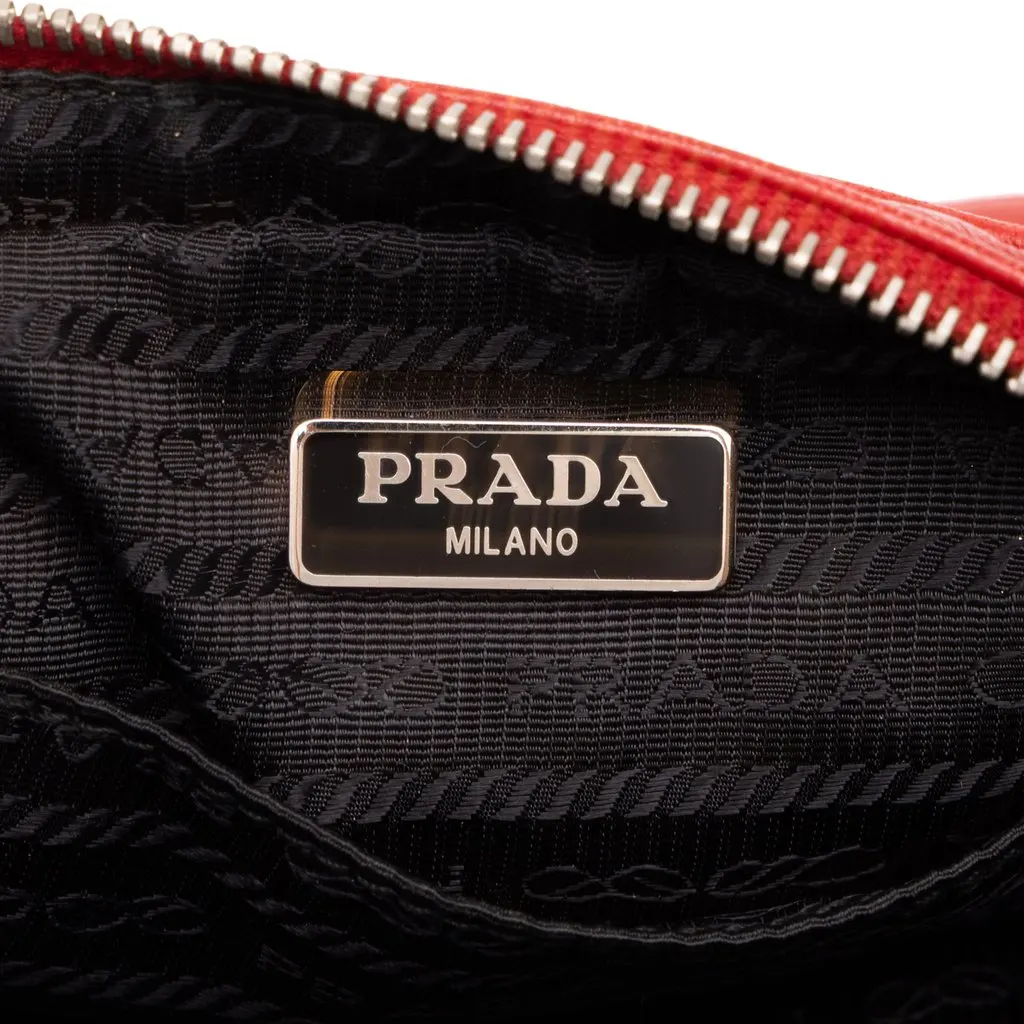 Prada Vitello Daino Grommet Handbag Red Leather Good - Box View