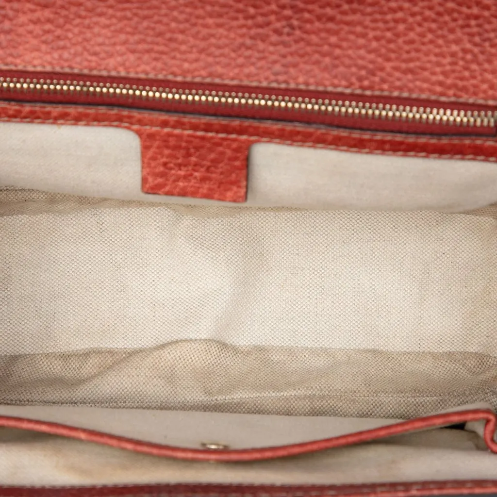 Gucci Medium Leather New Bamboo Satchel Red Leather Very good - Model View