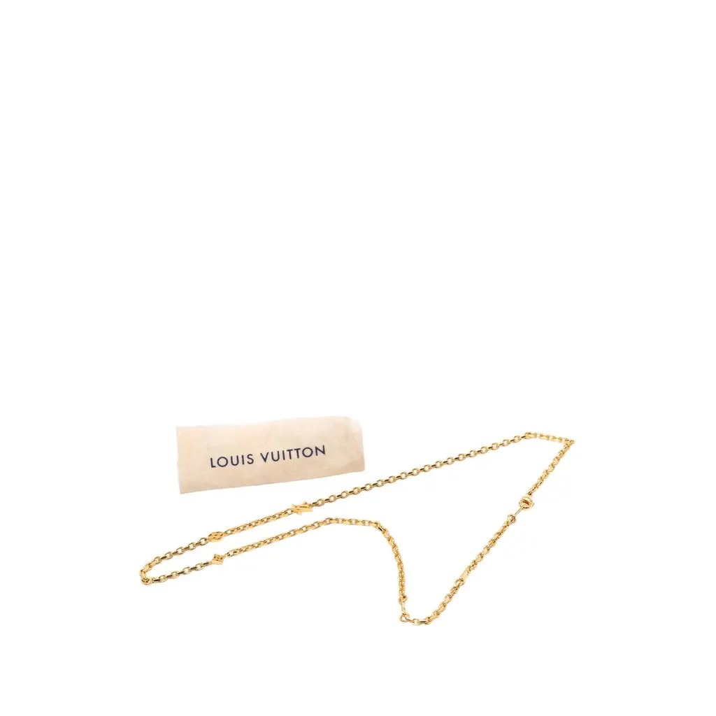 Louis Vuitton Gold Plated LV Yours Chain Necklace Gold Metal Very good - Box View