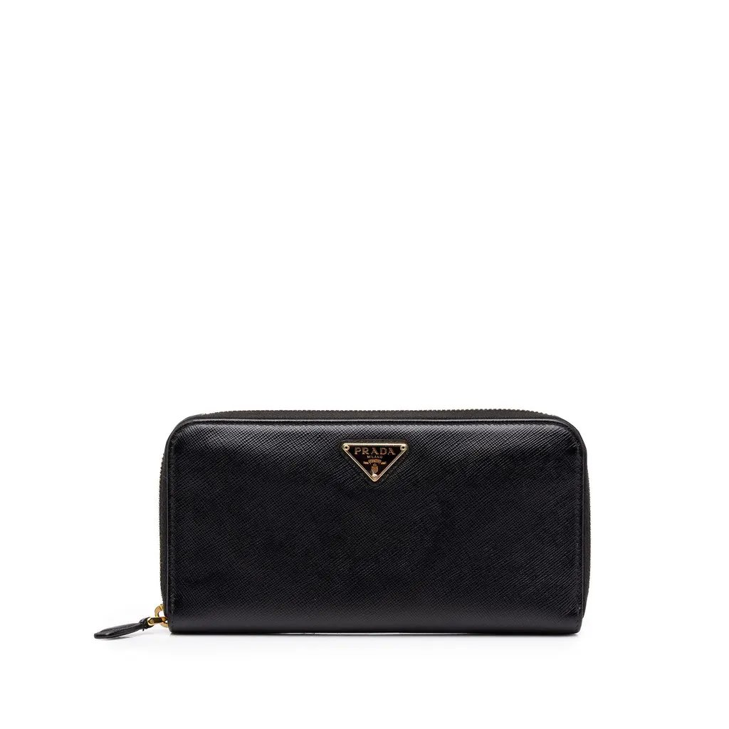 Prada Saffiano Zip Around Travel Wallet