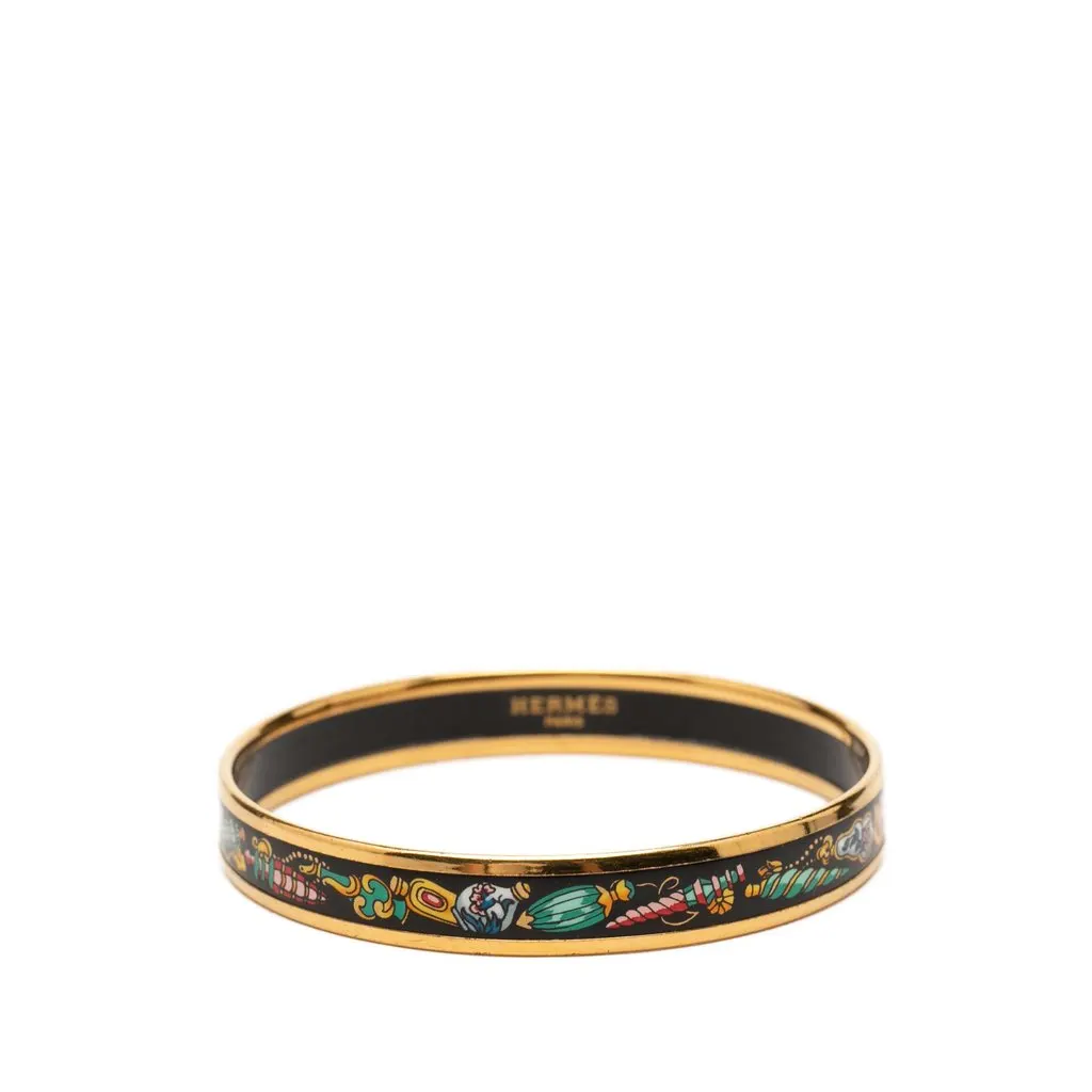 Hermès Narrow Qu Importe le Flacon Enamel Bangle 62 Black Very good - Front View