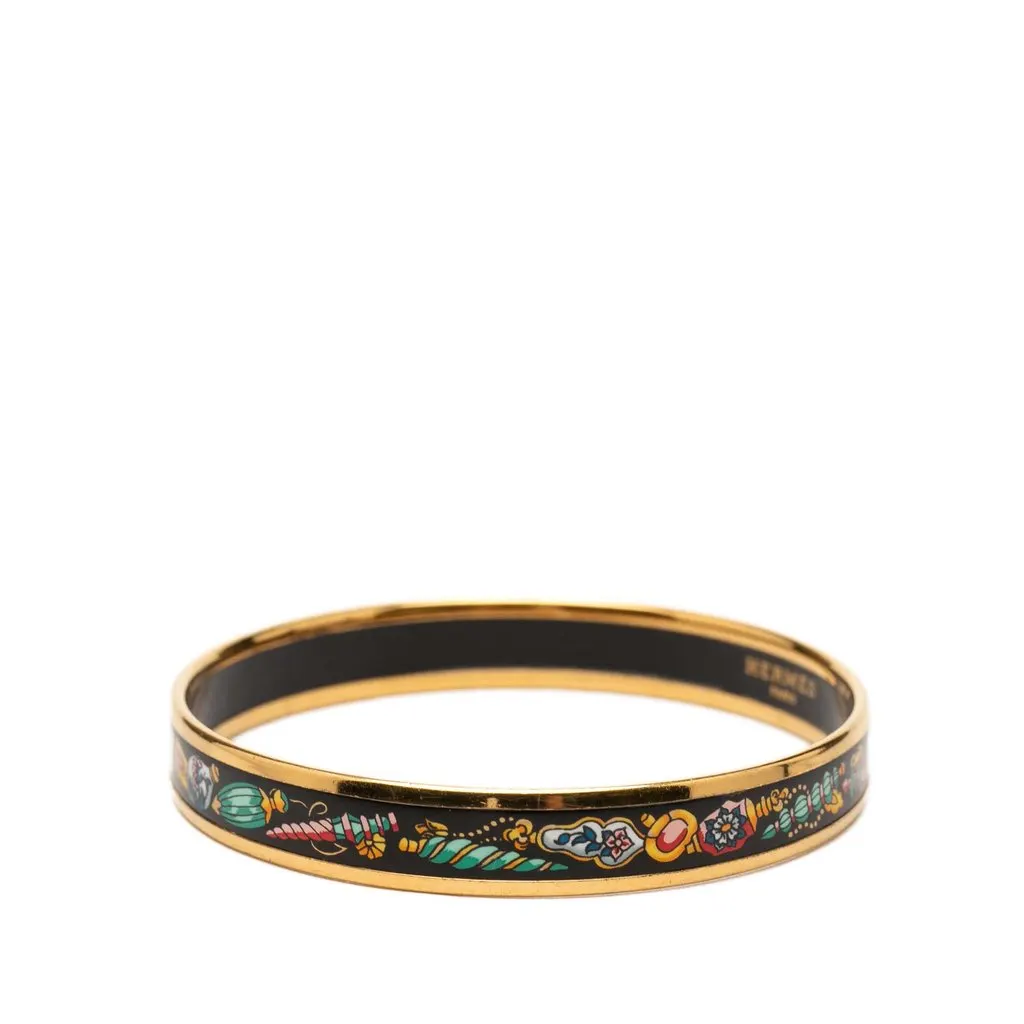 Hermès Narrow Qu Importe le Flacon Enamel Bangle 62 Black Very good - Back View