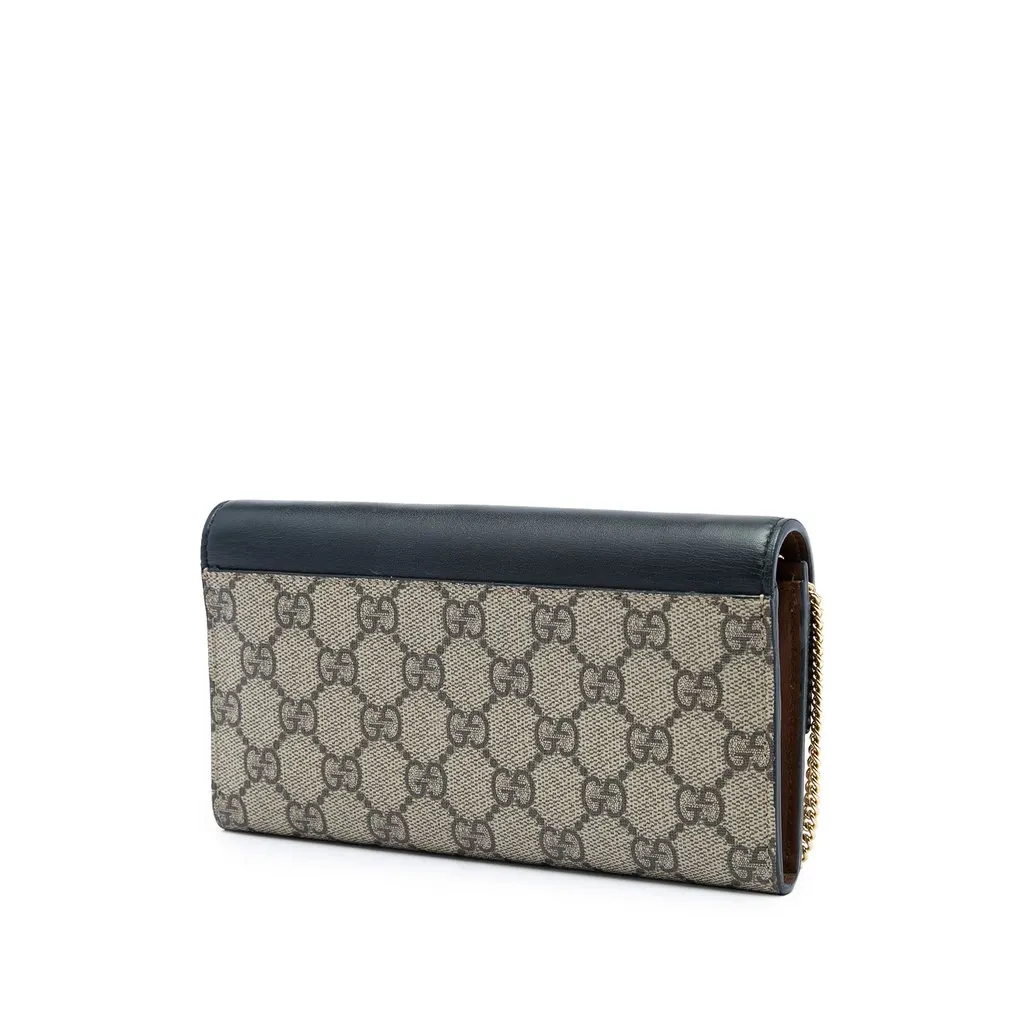 Gucci GG Supreme Padlock Wallet On Chain Beige Canvas Good - Back View