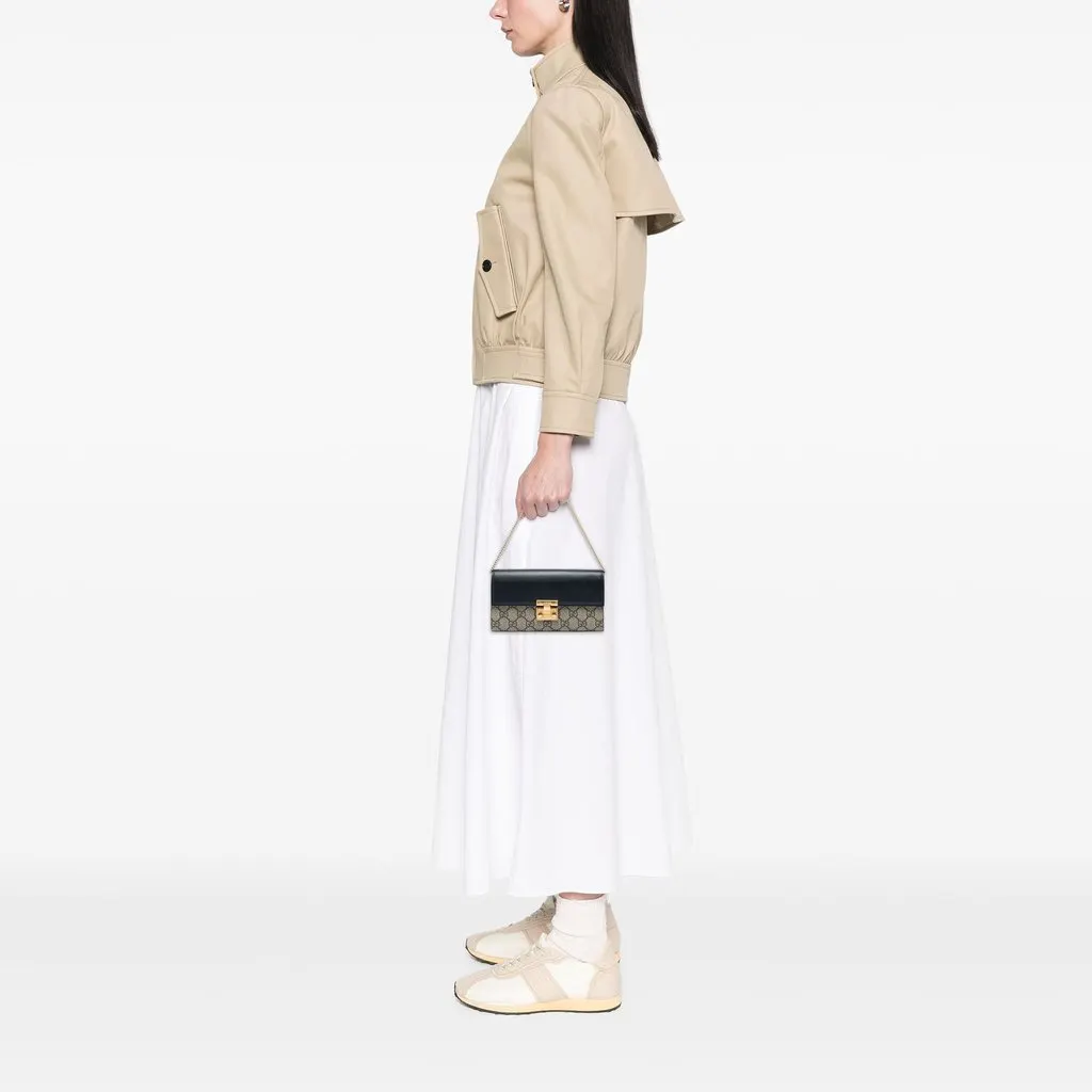 Gucci GG Supreme Padlock Wallet On Chain Beige Canvas Good - Box View