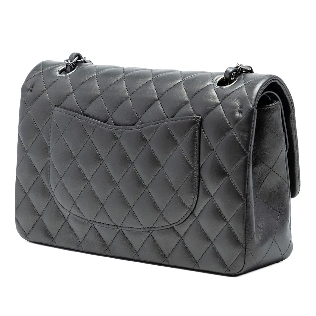 Chanel Medium Classic Lambskin So Black Double Flap Black Leather Very good - Back View