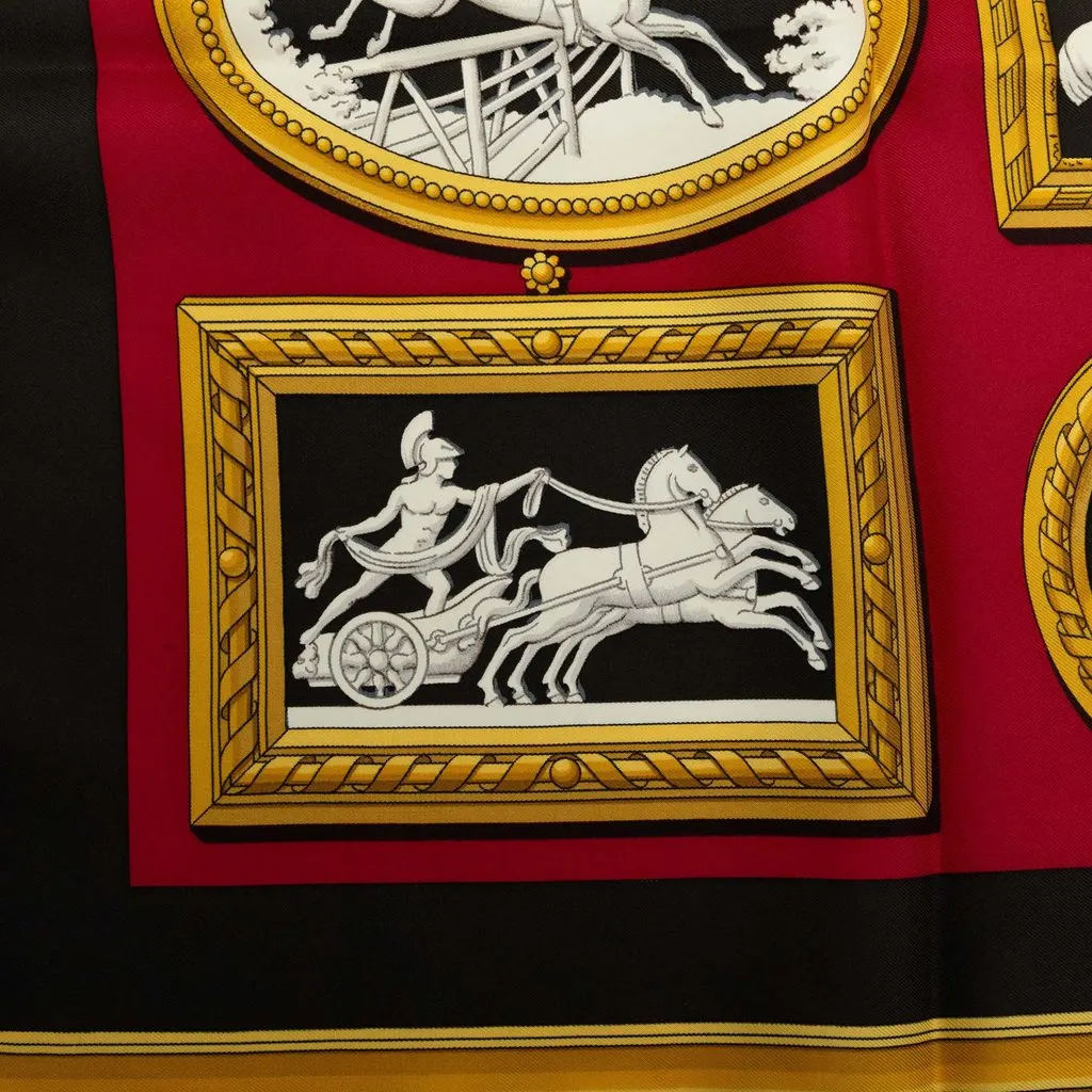 Hermès Wedgwood Silk Scarf 90 Red Silk Never worn - Model View