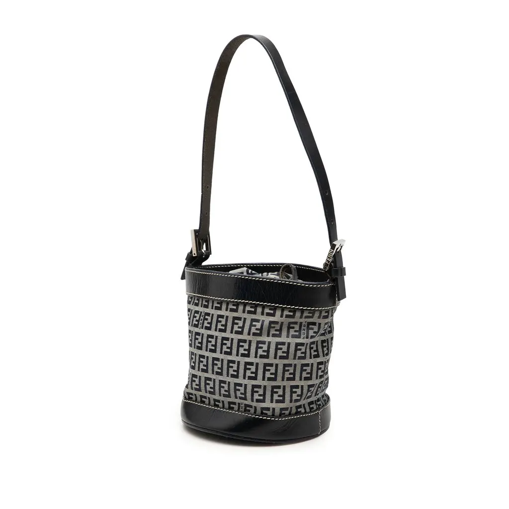 Fendi Zucchino Canvas Bucket Bag MultiColor Very good - Back View