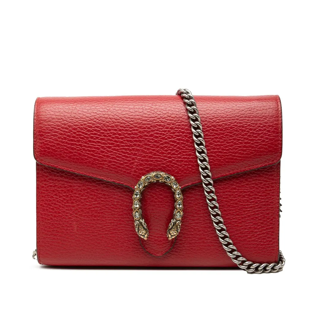 Gucci Calfskin Dionysus Wallet on Chain Red Leather Very good - Front View