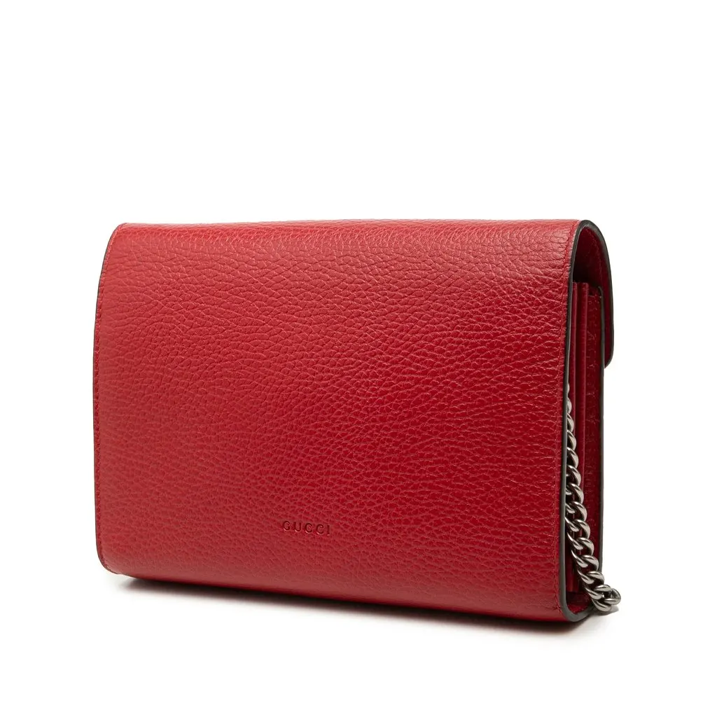 Gucci Calfskin Dionysus Wallet on Chain Red Leather Very good - Back View