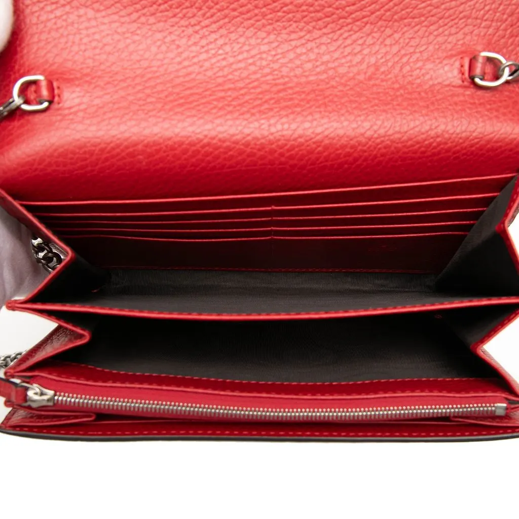 Gucci Calfskin Dionysus Wallet on Chain Red Leather Very good - Model View