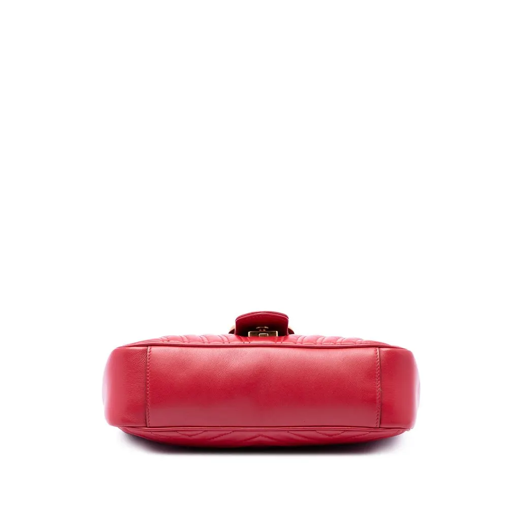 Gucci Medium GG Marmont Matelasse Calfskin Shoulder Bag Red Leather Very good - Inside View
