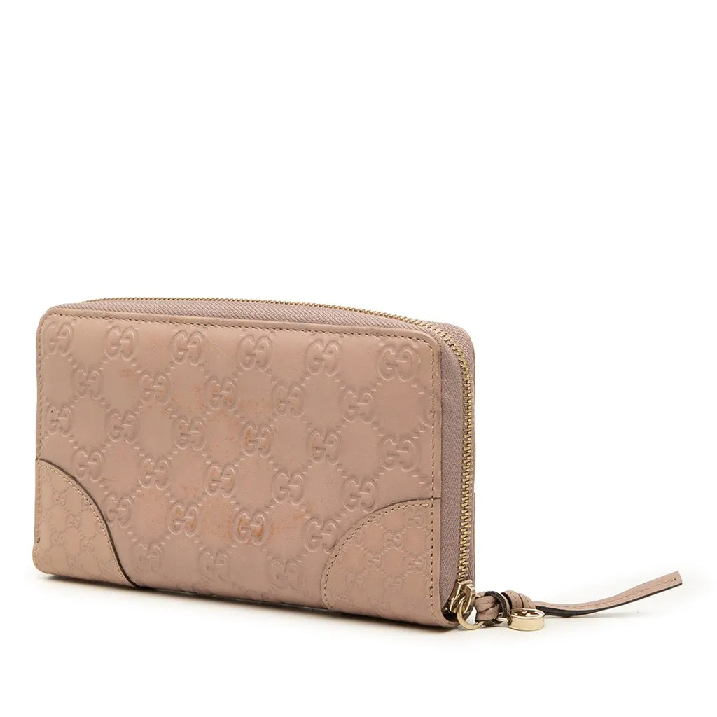 Gucci Guccissima Bree Zip Around Long Wallet Pink Leather Good - Back View