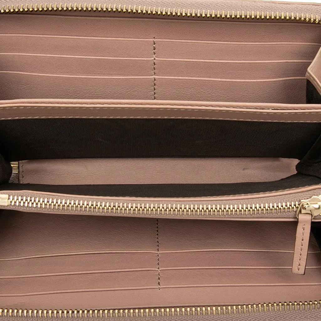 Gucci Guccissima Bree Zip Around Long Wallet Pink Leather Good - Model View