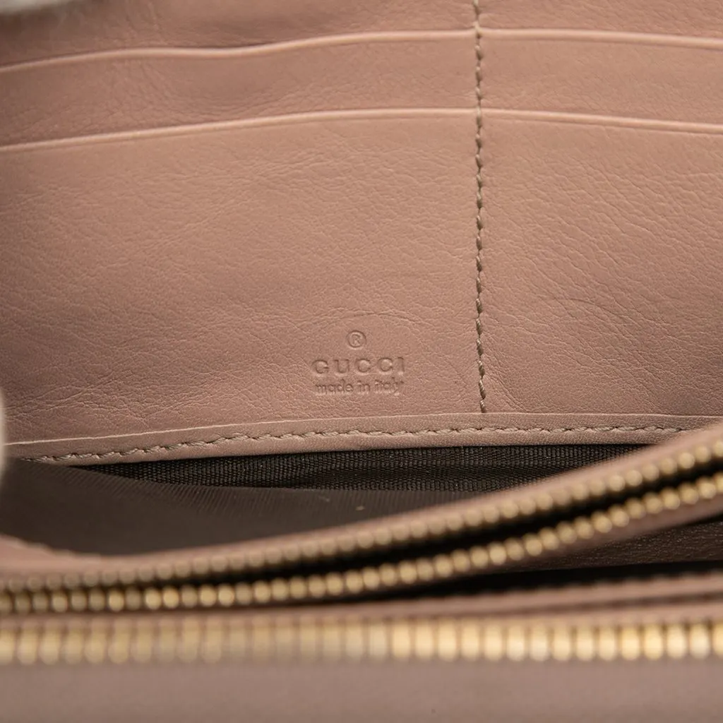 Gucci Guccissima Bree Zip Around Long Wallet Pink Leather Good - Box View