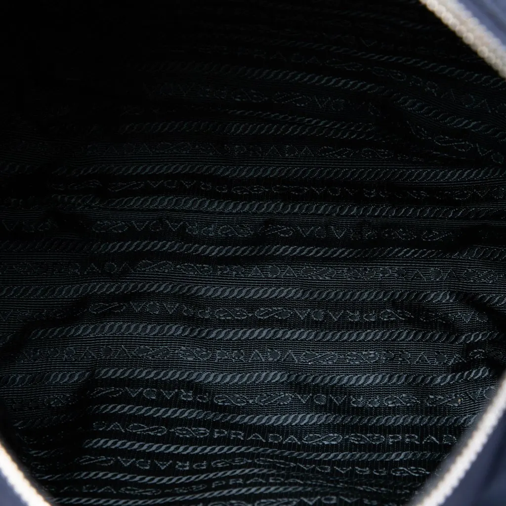 Prada Vitello Trimmed Tessuto Satchel Blue Polyamide Good - Model View