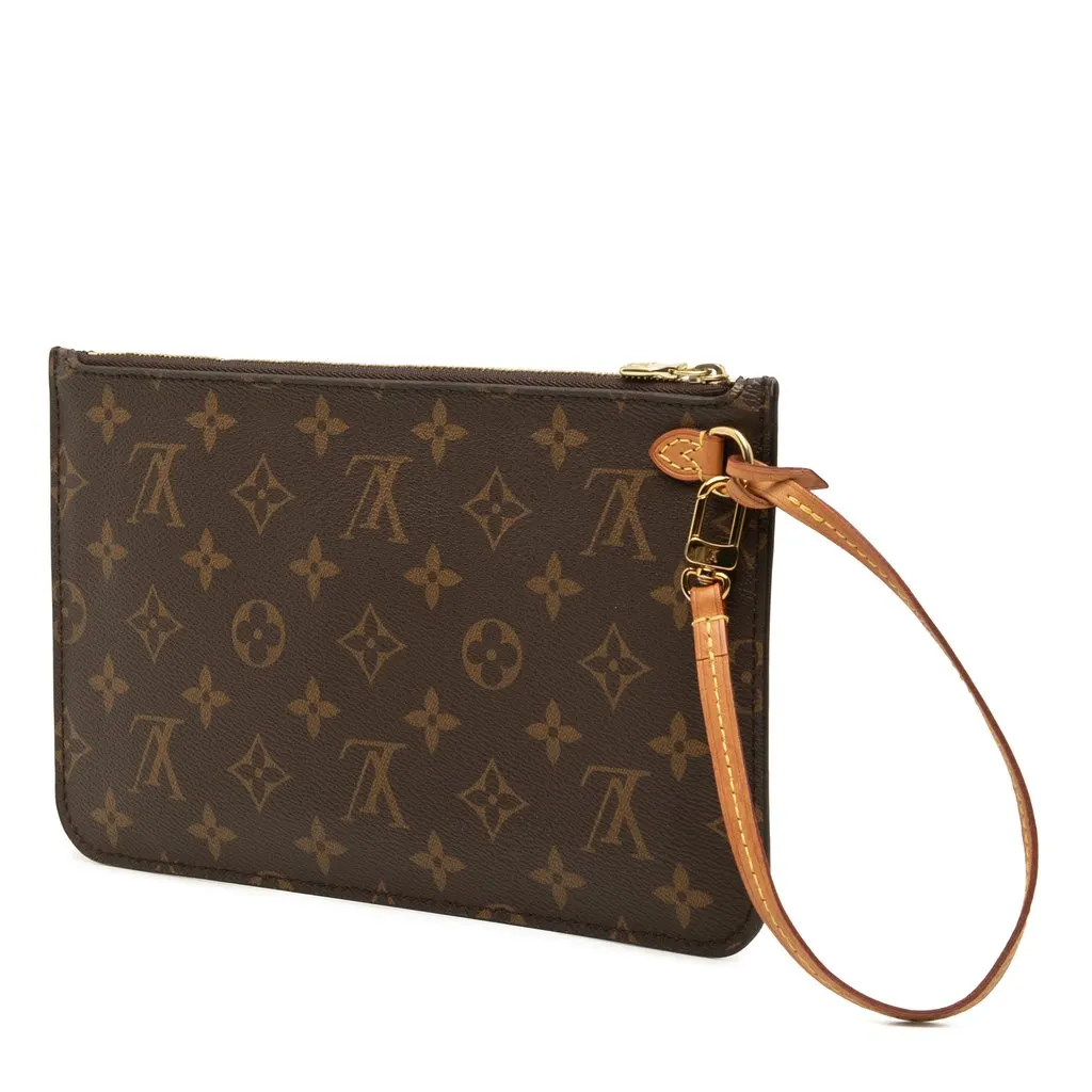 Louis Vuitton Monogram Neverfull MM Pouch Brown Canvas Very good - Back View