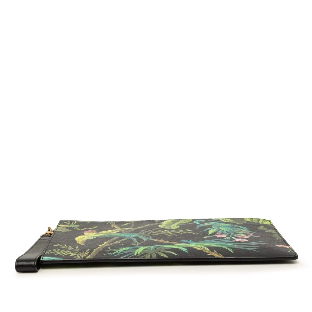 Gucci Calfskin Tropical Print Clutch Black Leather Very good - Inside View