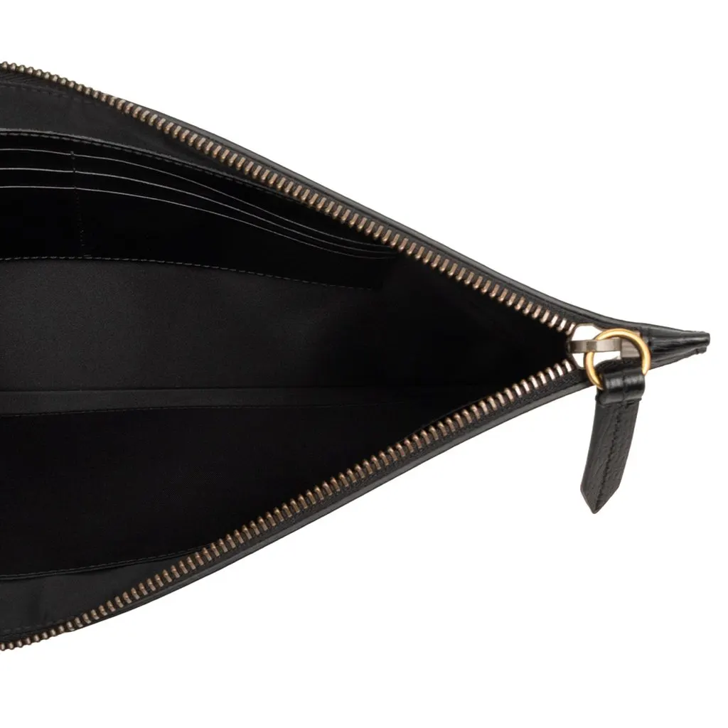 Gucci Calfskin Tropical Print Clutch Black Leather Very good - Model View