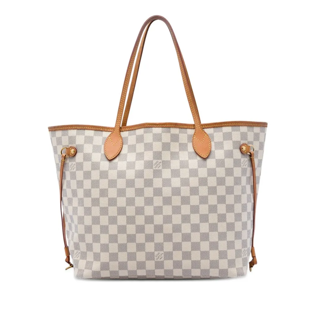 Louis Vuitton Damier Azur Neverfull MM White Very good - Front View