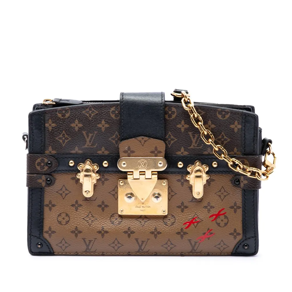 Louis Vuitton Monogram Reverse Trunk Clutch Brown Canvas Good - Front View