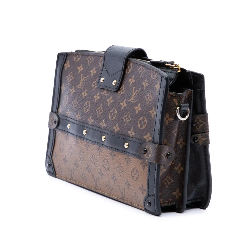 Louis Vuitton Monogram Reverse Trunk Clutch Brown Canvas Good - Back View
