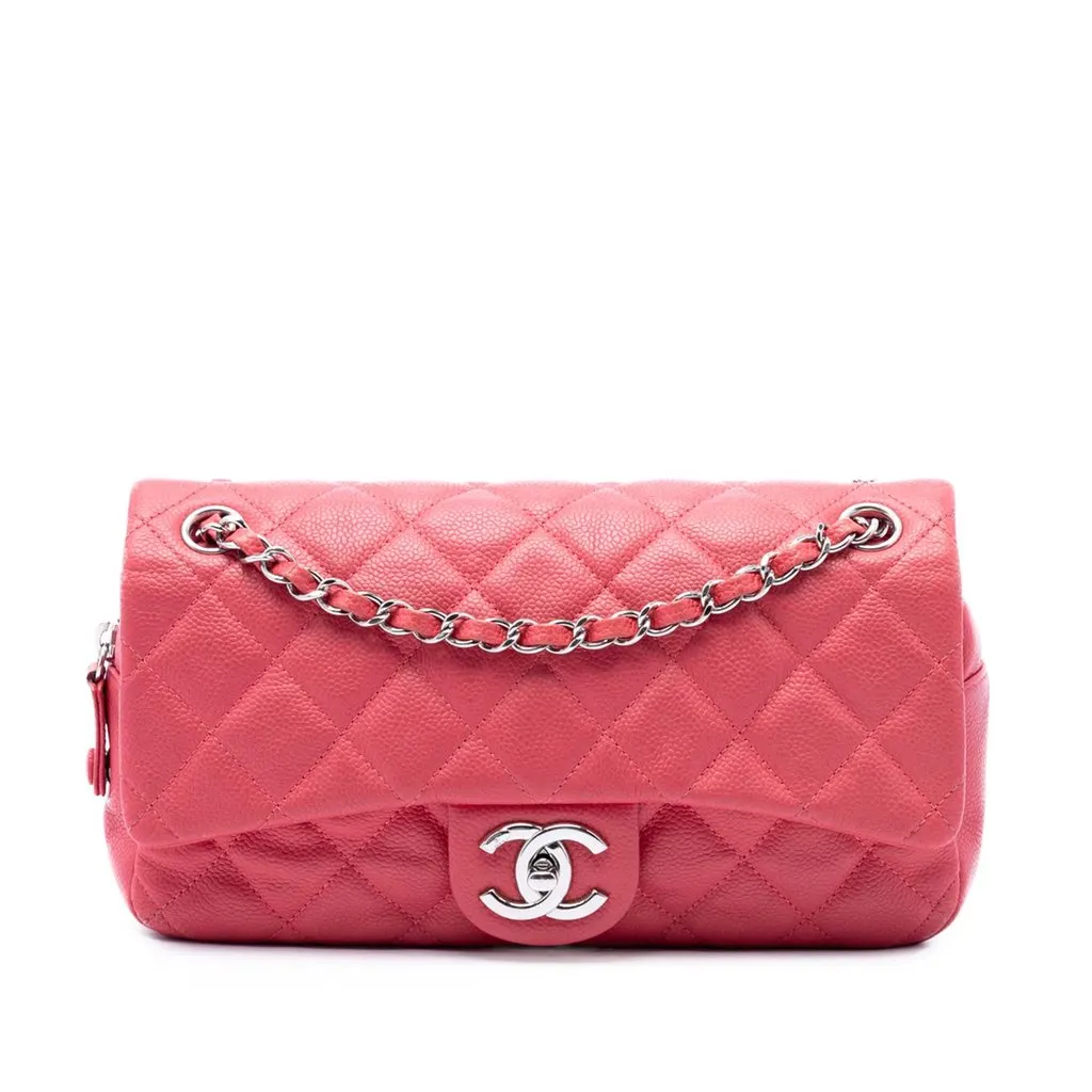 Chanel Medium Quilted Caviar Easy Flap Pink Leather Very good - Front View