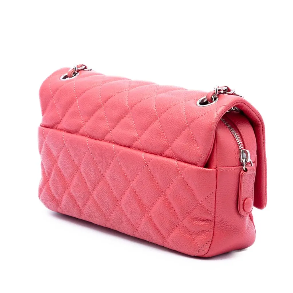 Chanel Medium Quilted Caviar Easy Flap Pink Leather Very good - Back View
