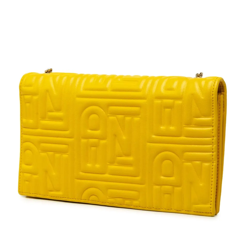 Fendi Embossed Nappa Logo Chain Clutch Yellow Leather Very good - Back View