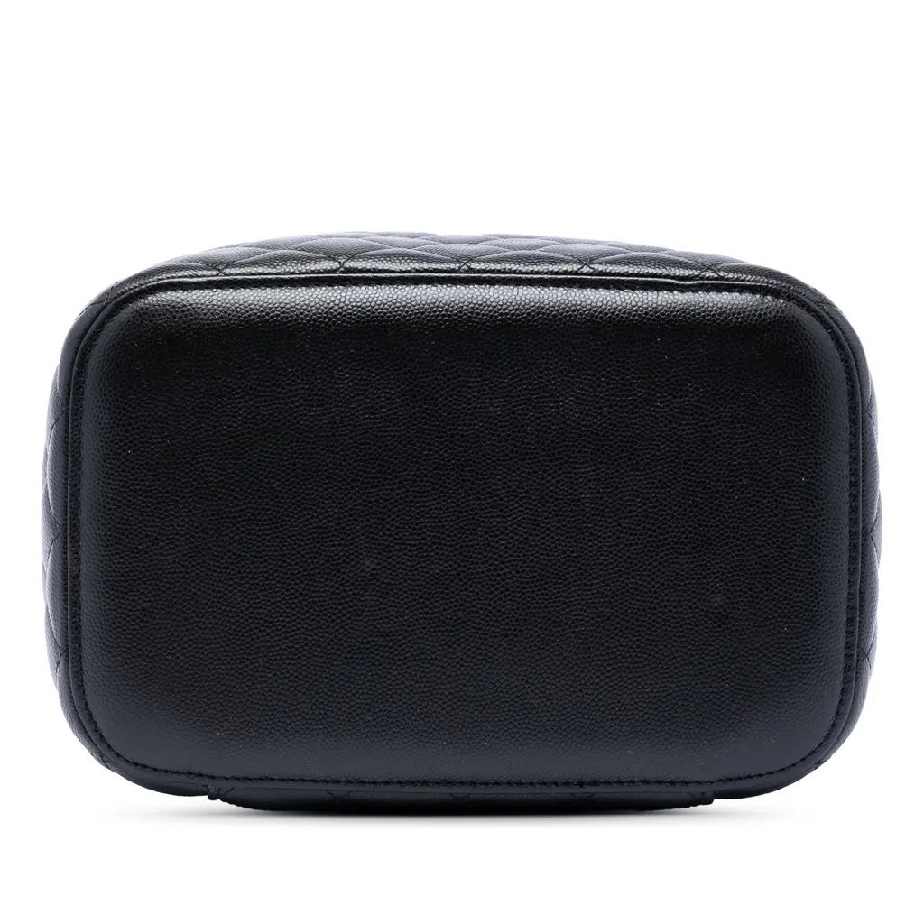 Chanel Medium CC Quilted  Caviar Vanity Case Black Leather Very good - Inside View