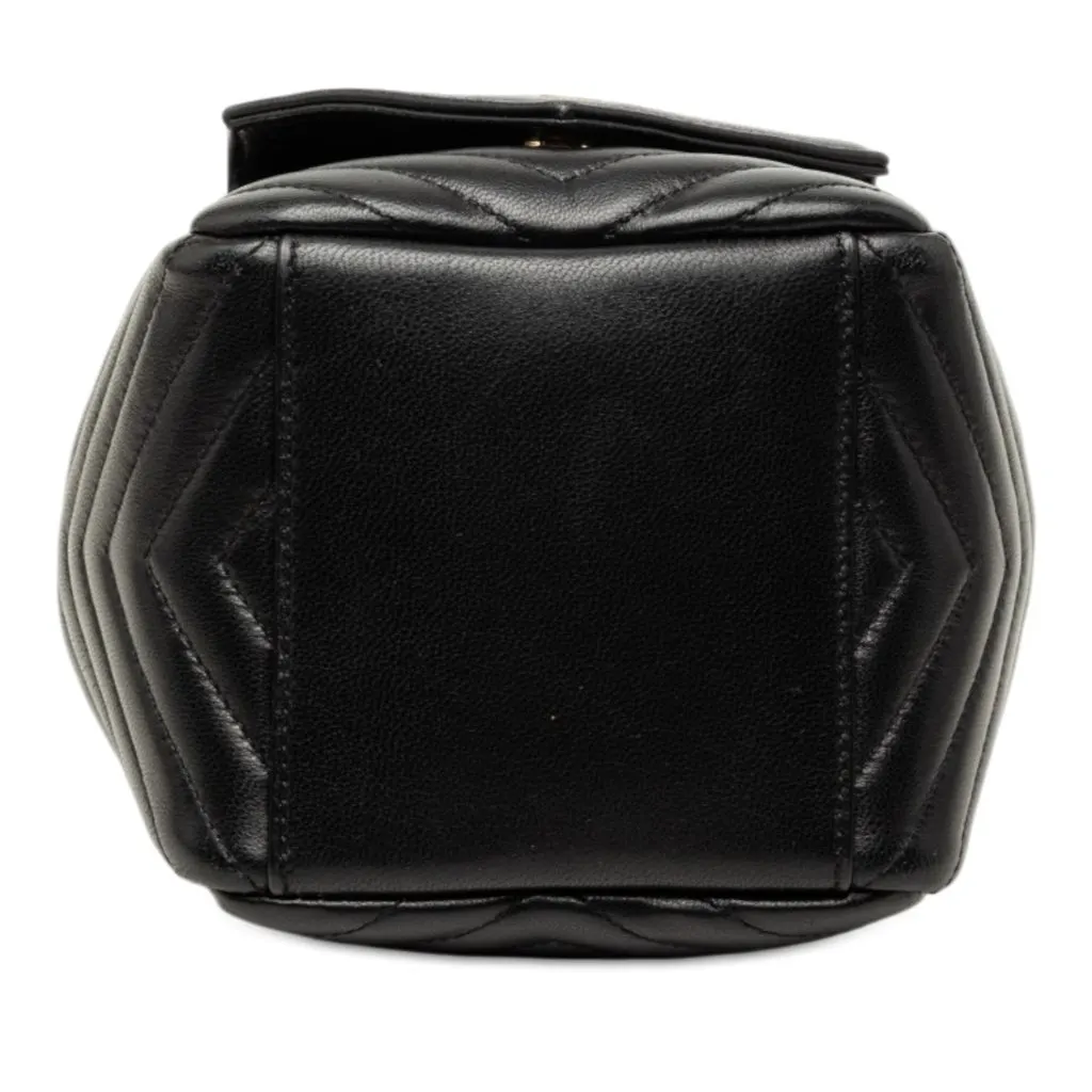 Saint Laurent Mini Chevron Lambskin Joe Bucket Bag Black Leather Good - Inside View
