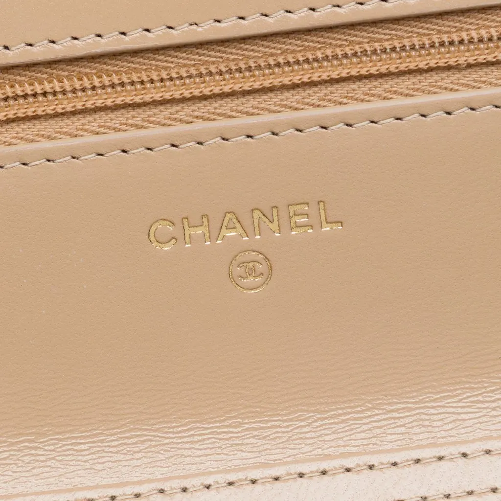 Chanel Quilted Shiny Lambskin 31 Wallet On Chain Brown Leather Very good - Box View