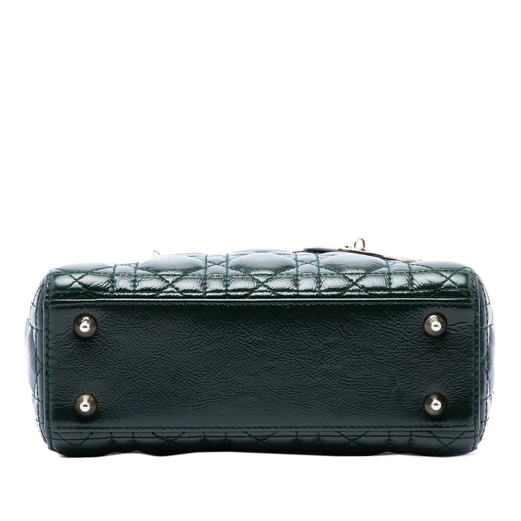 Dior Small Crinkled Patent Cannage Lady Dior Green Leather Very good - Inside View