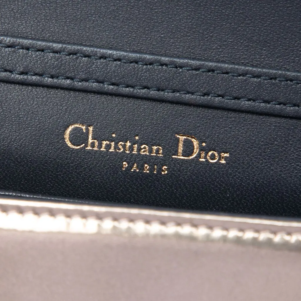 Dior Metallic Patent Microcannage Diorama Wallet on Chain Gold Leather Very good - Box View