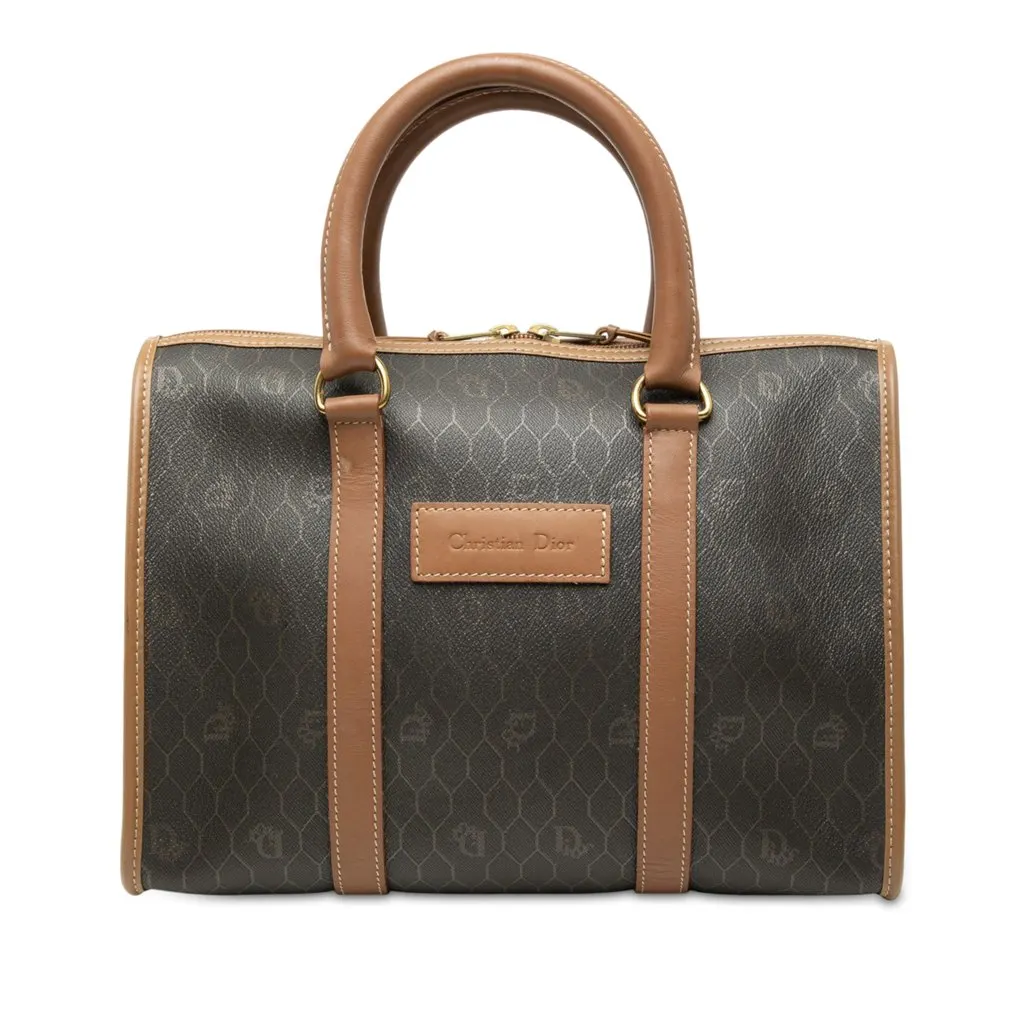 Dior Honeycomb Coated Canvas Boston Bag Black Very good - Front View