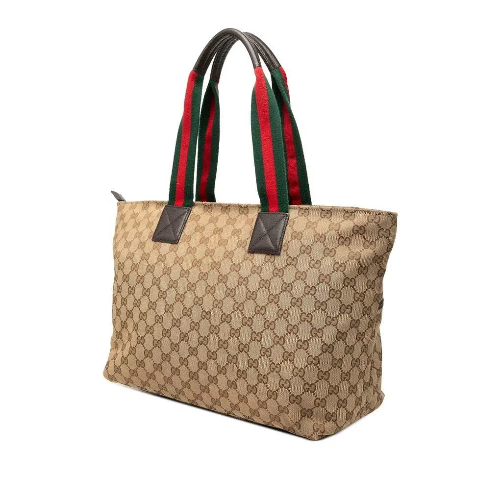 Gucci GG Canvas Web Tote Beige Canvas Very good - Back View