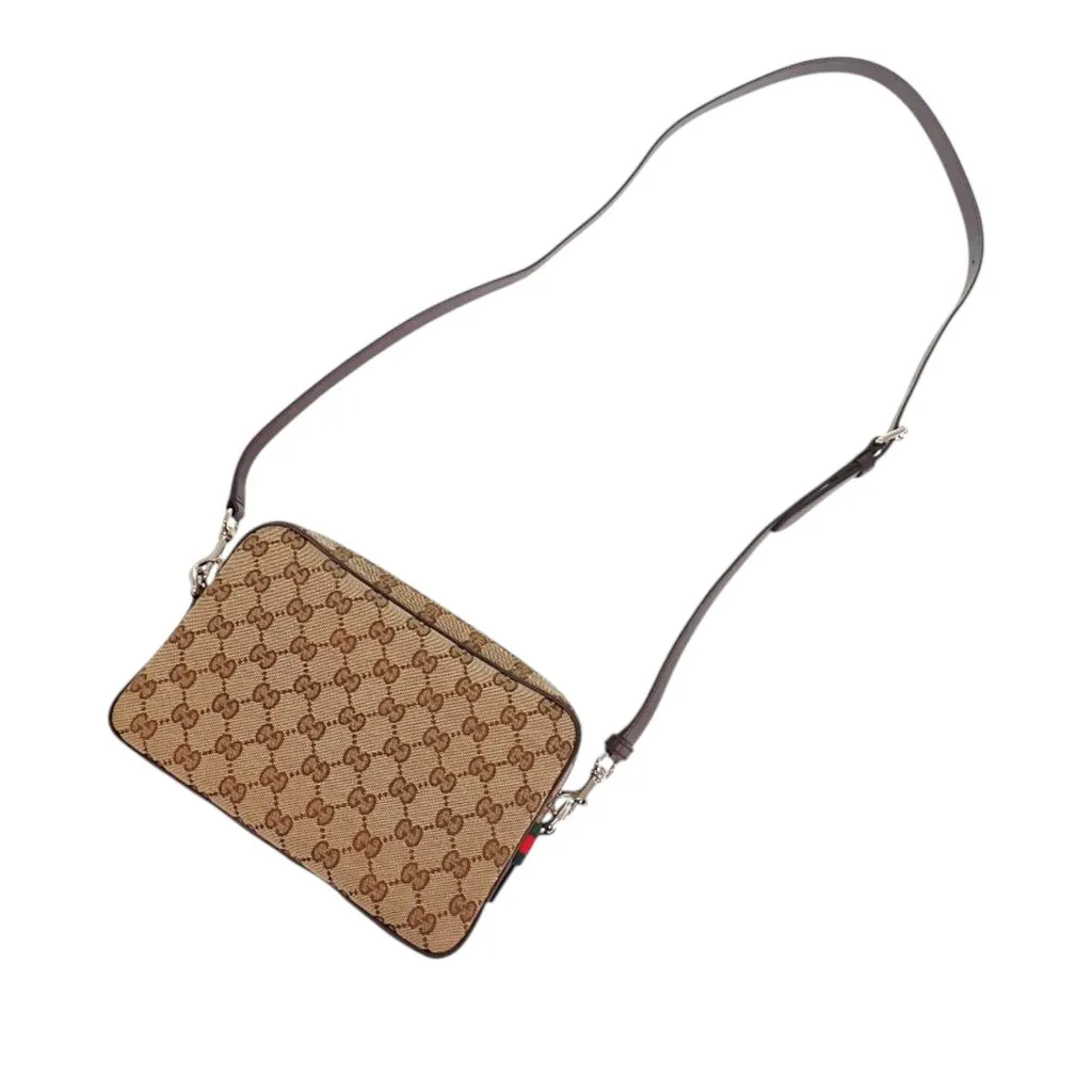 Gucci Small GG Canvas Web Crossbody Beige Canvas Very good - Front View
