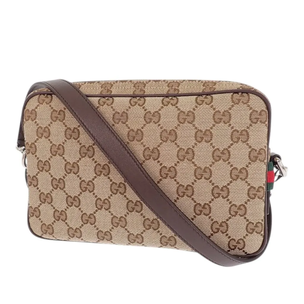 Gucci Small GG Canvas Web Crossbody Beige Canvas Very good - Back View