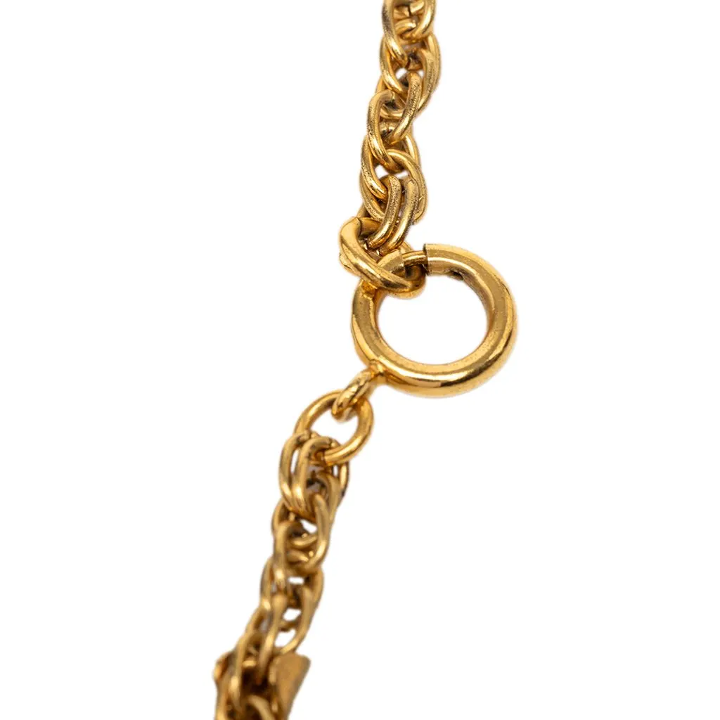 Chanel CC Gold Plated Textured Pendant Necklace Gold Metal Very good - Box View
